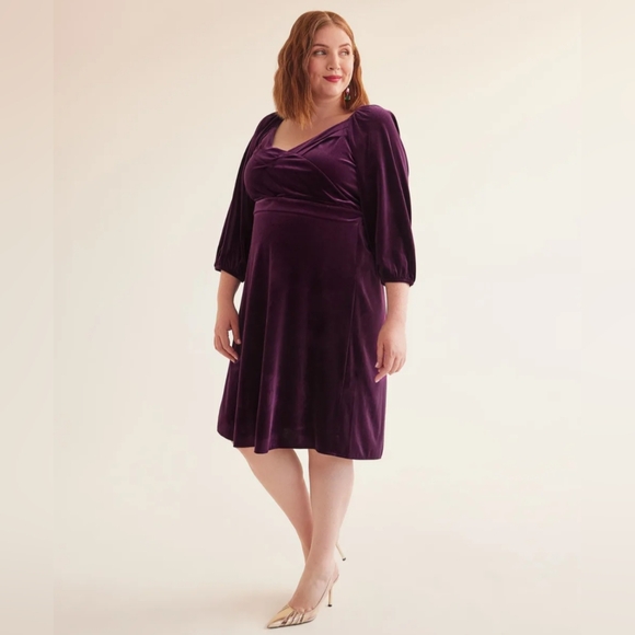 Penningtons Dresses & Skirts - NWT Velvet Crossover Pleated V-Neck Dress